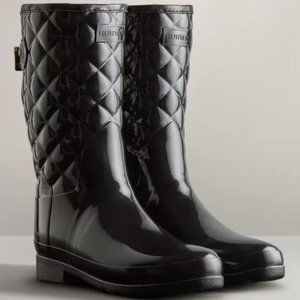 Hunter Women's Refined Slim Fit Adjustable Quilted Short Rain Boots Size 7